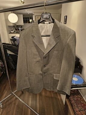 Vintage Christian Dior Men’s Wool Blazer Grey Brown 3 Button Sport Coat